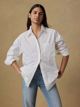 Faherty Women's Coastal Poplin Shirt  in White