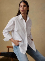 Faherty Women's Coastal Poplin Shirt White fit view