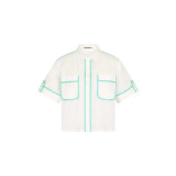 Kulani Kinis Women's Crystal Tides Cropped Button Up Shirt