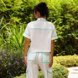 Kulani Kinis Women's Crystal Tides Cropped Button Up Shirt