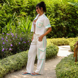 Kulani Kinis Women's Crystal Tides Cropped Button Up Shirt