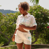 Kulani Kinis Women's Crystal Tides Essential Cargo Shorts cuff detail