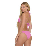 The Billabong Women's Summer Hi Remi Triangle Bikini Top in Pretty Pink