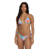 The Billabong Women's Pipe Dream Multi Tri Bikini Top in Bright Marine