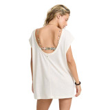 The Billabong Women's Hallow Wave Mini Short Sleeve Dress in Salt Crystal