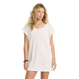 The Billabong Women's Hallow Wave Mini Short Sleeve Dress in Salt Crystal