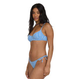 Billabong Women's Mini Wave Check Helena Underwire Bikini Top True Blue back view