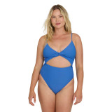 Billabong Women's Tanlines Mika One Piece Swimsuit True Blue front view