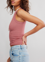 Free People Women's So Soft Seamless Modal Stripe Tank in Rose Combo
