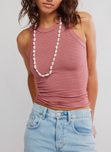 Free People Women's So Soft Seamless Modal Stripe Tank in Rose Combo