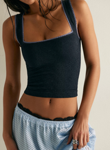 Free People Women's Sweet Point Seamless Cami in Black side view