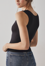 Free People Women's Clean Lines Muscle Tank Top in Black