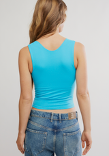Free People Women's Clean Lines Muscle Tank Top in Tropic Blue
