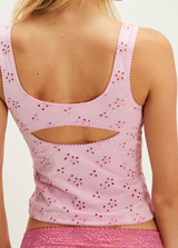 Free People Women's Full Bloom Cotton Eyelet Tank Top in Sweet Dream