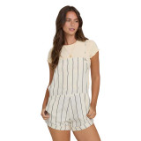 Billabong Women's Wil Pursuit Yarn Dyed Overalls White Cap full length