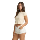 Billabong Women's Get Low Denim Shorts Salt Crystal front view