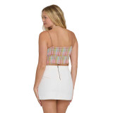 The Billabong Women's Sweet Check Woven Tank Top in Party Pink