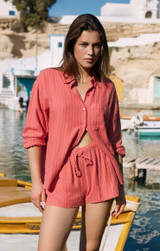 Z Supply Women's Signature Striped Linen Top in Gelato front view