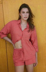 Z Supply Women's Perfect Striped Linen Shorts in Gelato