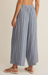 Z Supply Women's Perfect Striped Linen Pants in Indigo front view