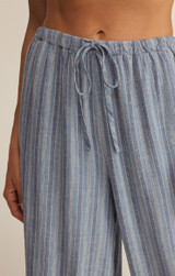 Z Supply Women's Perfect Striped Linen Pants in Indigo detail