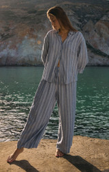 Z Supply Women's Perfect Striped Linen Pants in Indigo