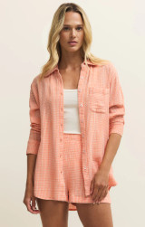 The Z Supply Women's Classic Gingham Top in Cantaloupe