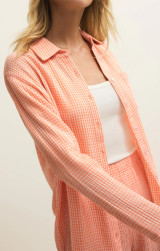 Z Supply Women's Classic Gingham Top Cantaloupe detail