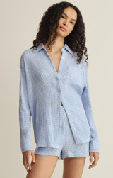 The Z Supply Women's Classic Gingham Top in Ice Blue