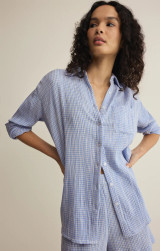 Z Supply Women's Classic Gingham Top Ice Blue detail