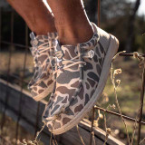 HeyDude x Burlebo Men's Wally Funk Deer Camo Shoes three-quarter view
