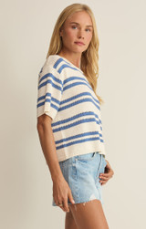 Z Supply Women's Prado Stripe Sweater Top in Lake Blue