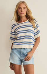 Z Supply Women's Prado Stripe Sweater Top in Lake Blue