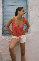 Z Supply Women's Tate Lace Up Top in Gelato detail view