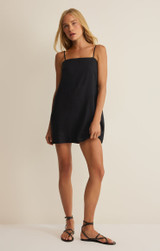 Z Supply Women's Maude Linen Mini Dress in Black side view