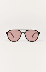 Z Supply Tourist Polarized Sunglasses Polished Black-Pink front view