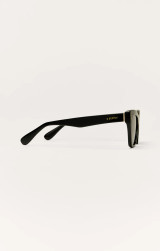 Z Supply Women's Park Ave Polarized Sunglasses in Polished Black with Grey Polarized lenses side view