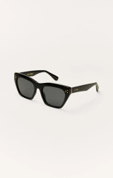 Z Supply Women's Park Ave Polarized Sunglasses in Polished Black with Grey Polarized lenses back view
