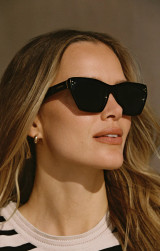 Z Supply Women's Park Ave Polarized Sunglasses in Polished Black with Grey Polarized lenses campaign shot