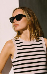 Z Supply Women's Park Ave Polarized Sunglasses in Polished Black with Grey Polarized lenses lifestyle