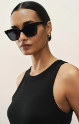 Z Supply Women's High Tide Polarized Sunglasses in Polished Black - Grey Polarized