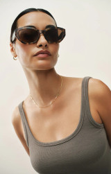Z Supply Women's Mirage Polarized Sunglasses in Brown Tortoise frame detail