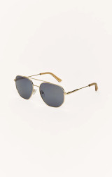 Z Supply Women's Highway Polarized Sunglasses in Gold Grey Polarized side view