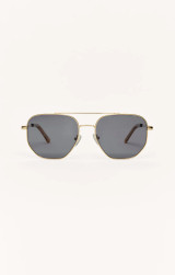 Z Supply Women's Highway Polarized Sunglasses in Gold - Grey Polarized