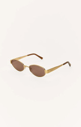 Z Supply Women's Palisades Polarized Sunglasses in Satin Gold Brown Polarized back view