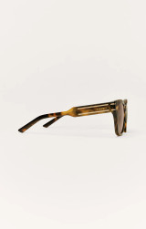 Z Supply Women's Front Row Polarized Sunglasses in Brown Tortoise - Brown Polarized side view