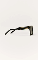 Z Supply Women's Front Row Polarized Sunglasses in Polished Black - Grey Polarized side view