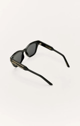 Z Supply Women's Front Row Polarized Sunglasses in Polished Black - Grey Polarized detail