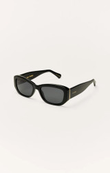 Z Supply Women's Legacy Polarized Sunglasses in Polished Black - Grey Polarized back view