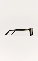 Z Supply Women's Midnite Polarized Sunglasses in Polished Black - Grey side view